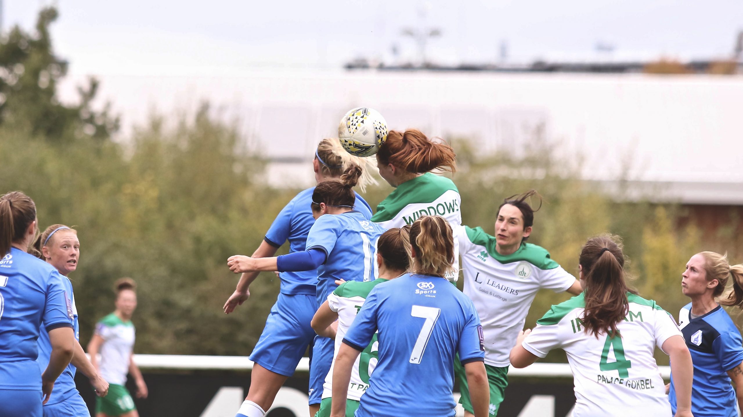 Jade Widdow leaps for a header