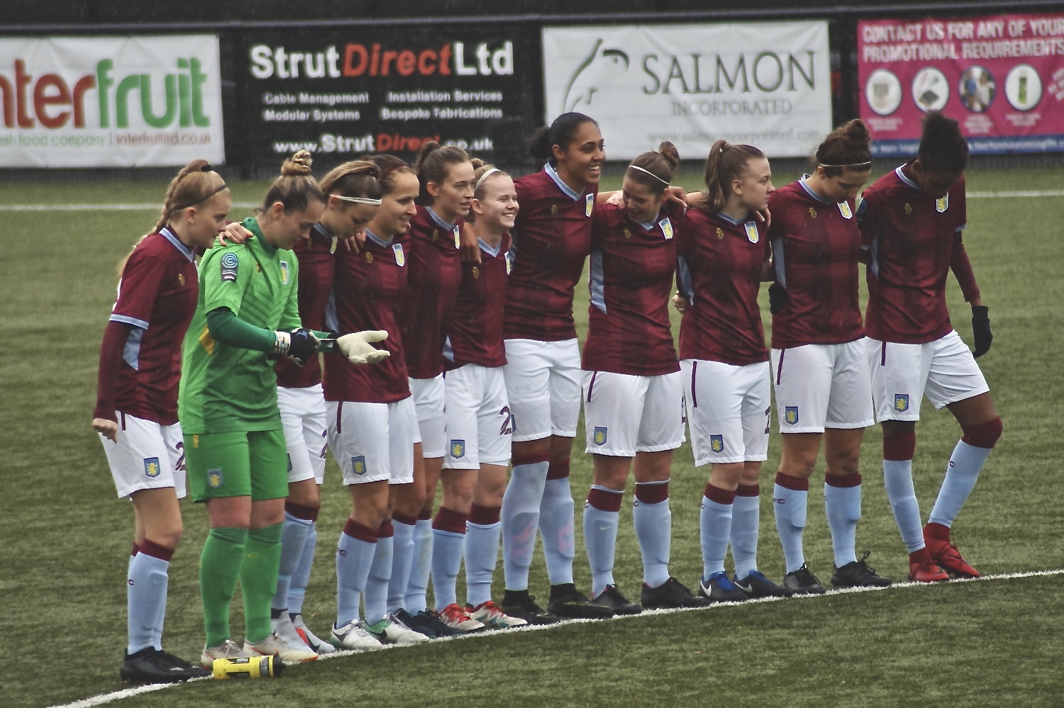 Aston Villa Ladies line up before the match against Durham Women