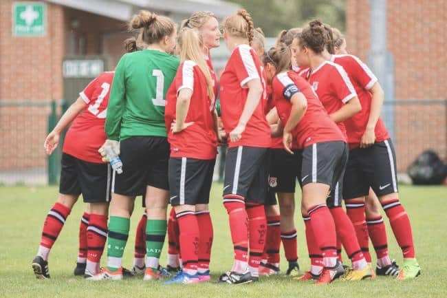 Southampton Women during a pre-match huddle
