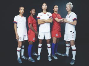 The US Women's national team modelling their new home and away kit for the 2019 World Cup