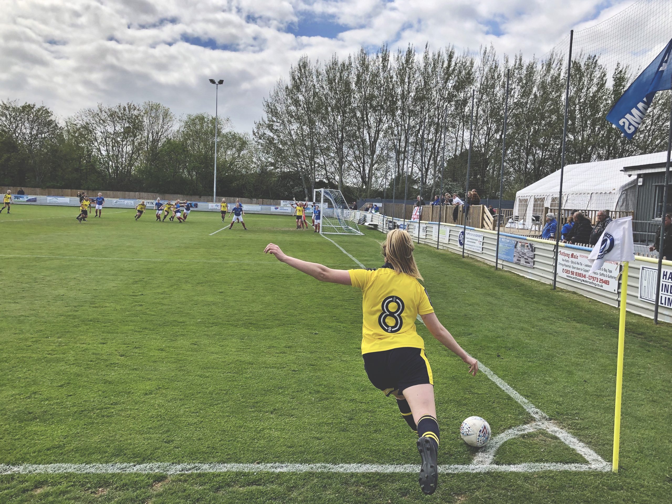 Oxford's Ellie Noble puts in a corner. Photo from @_Chubarker