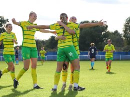 Norwich City Women celebrating a goal