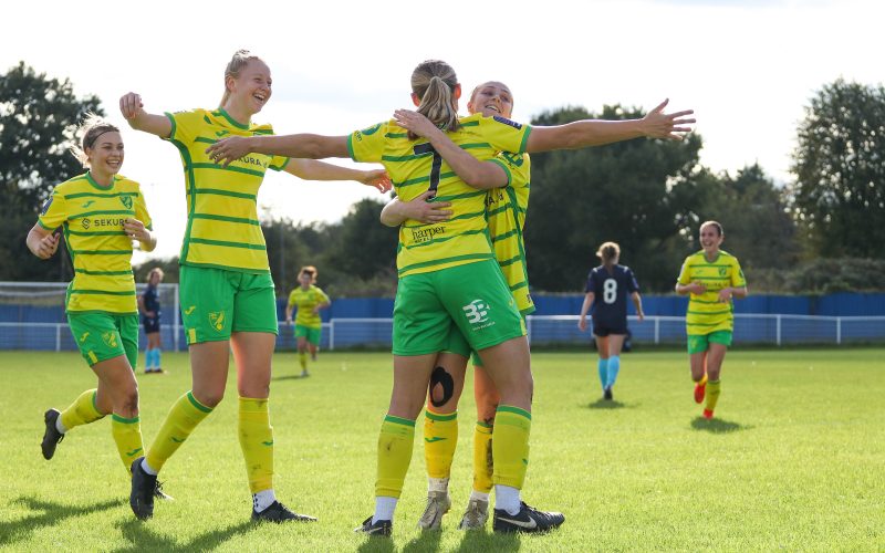Norwich City Women celebrating a goal
